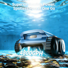 Cordless Robotic Pool Cleaner, 180Min Runtime, Dual Motors, 7800mAh Batter