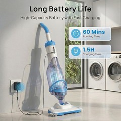 Rechargeable Pool Vacuum for Inground & Above Ground Pools 18.5 GPM Black