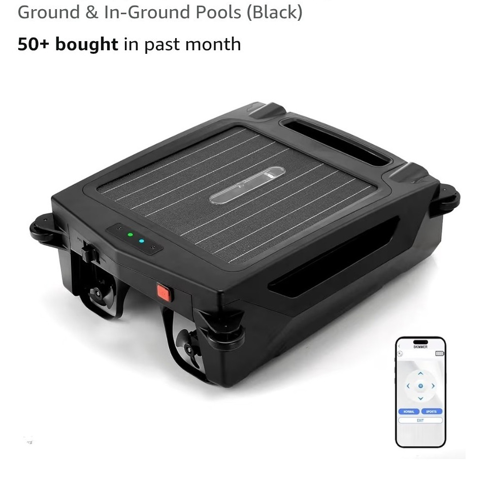 Uoark Solar Powered Robotic Pool Surface Skimmer Cleaner w/ App Control Black