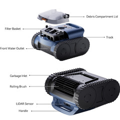 Cordless Robotic Pool Cleaner, 180Min Runtime, Dual Motors, 7800mAh Batter