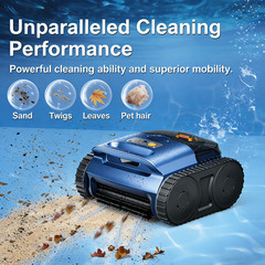 Cordless Robotic Pool Cleaner, 180Min Runtime, Dual Motors, 7800mAh Batter