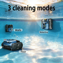 Cordless Robotic Pool Cleaner, 180Min Runtime, Dual Motors, 7800mAh Batter