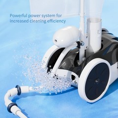Upgrade Pool Pressure Side Sweeper Four Wheels Hydraulic Pool Cleaner Black &…