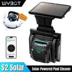 WYBOT S2 Solar Pool Cleaner Wall Climbing Cordless Robotic Pool Vacuum + 1102P